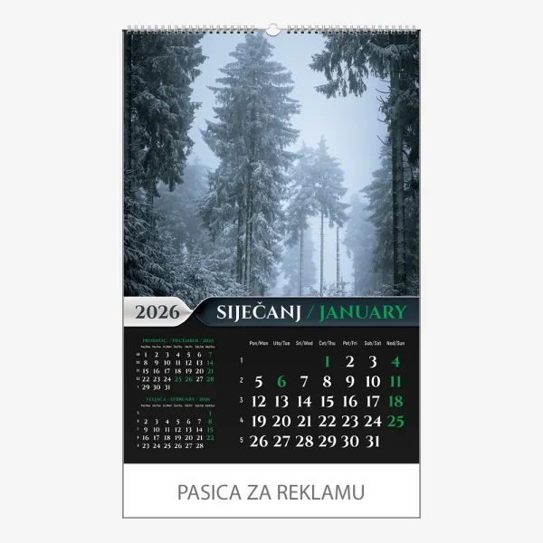 Zidni kalendar Šumska priča 2026 – siječanj