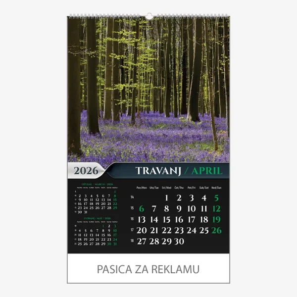 Zidni kalendar Šumska priča 2026 – travanj