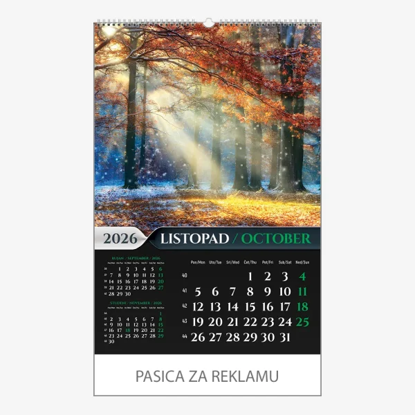 Zidni kalendar Šumska priča 2026 – listopad