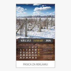 Zidni kalendar Vino 2026 – siječanj