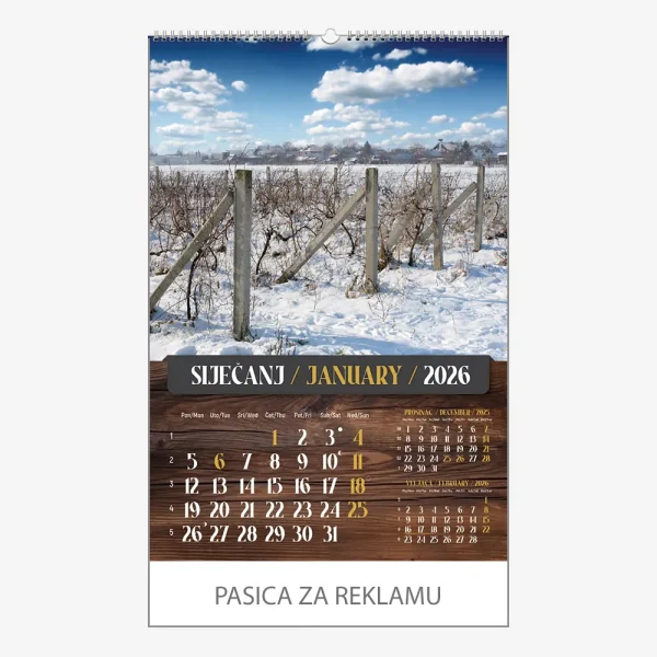 Zidni kalendar Vino 2026 – siječanj
