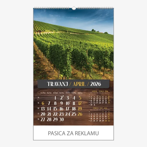 Zidni kalendar Vino 2026 – travanj