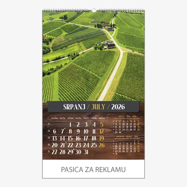 Zidni kalendar Vino 2026 – srpanj