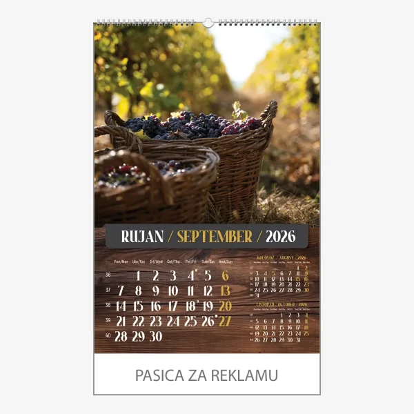 Zidni kalendar Vino 2026 – rujan