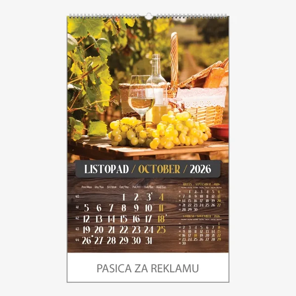 Zidni kalendar Vino 2026 – listopad
