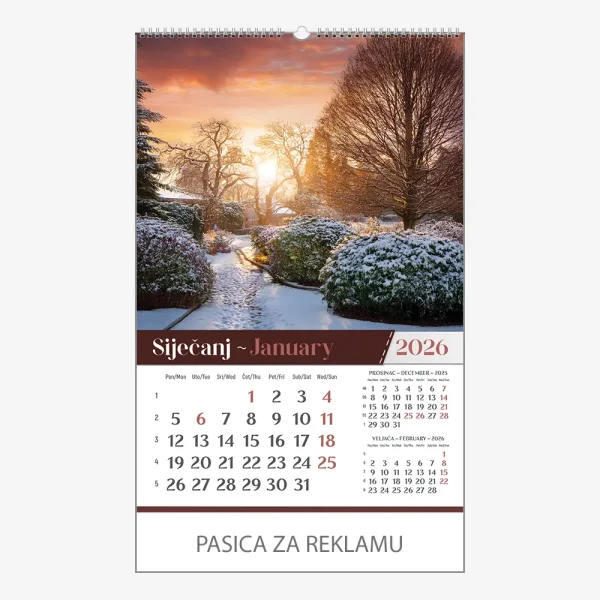 Zidni kalendar Vrtovi 2026 – siječanj