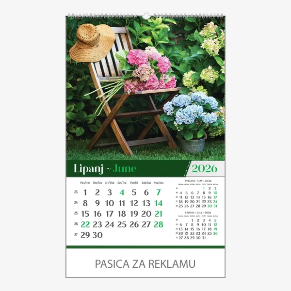 Zidni kalendar Vrtovi 2026 – lipanj