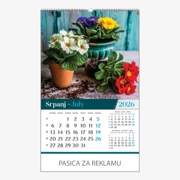 Zidni kalendar Vrtovi 2026 – srpanj