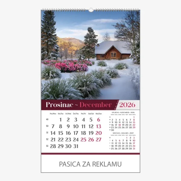 Zidni kalendar Vrtovi 2026 – prosinac