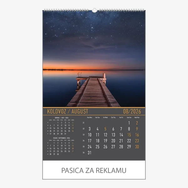 Zidni kalendar Zrcala u prirodi 2026 – kolovoz