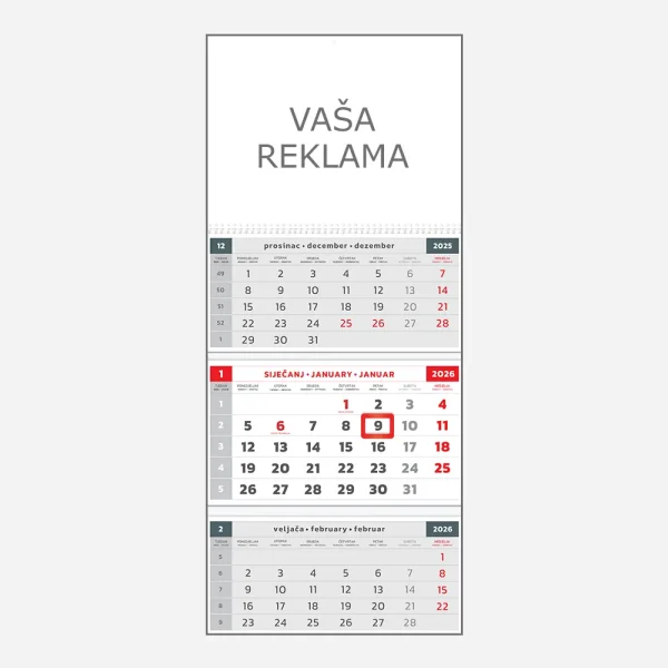 Kalendar poslovni trodjelni Veliki 2026