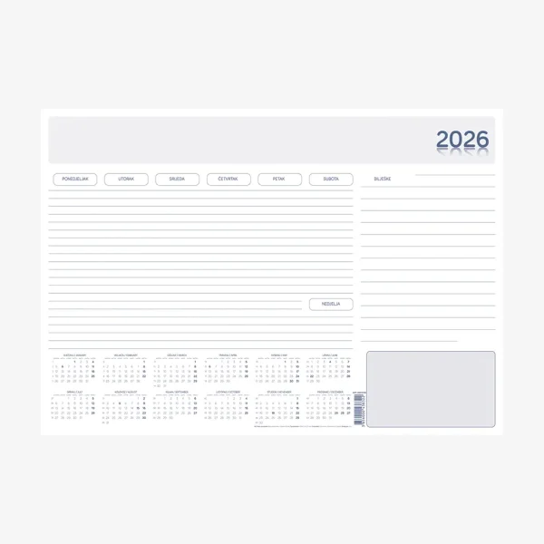 Stolna mapa 60 x 42 cm 2026 – otvorena
