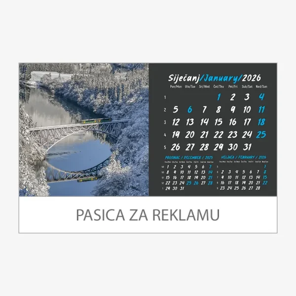 Stolni kalendar obostrani 2026 – siječanj