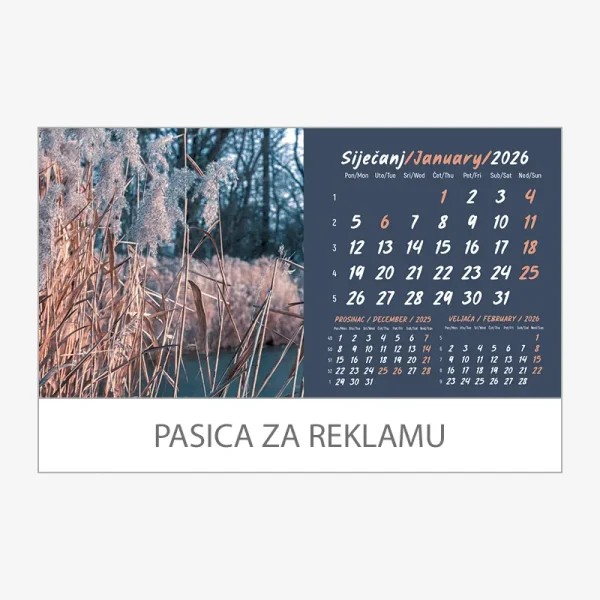 Stolni kalendar obostrani 2026 – siječanj