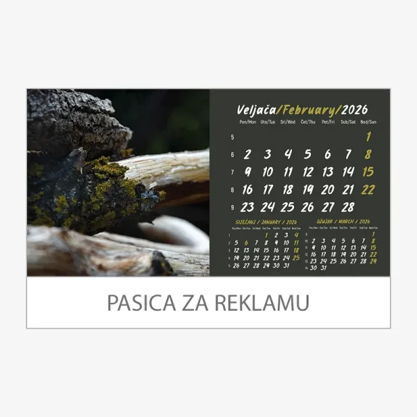Stolni kalendar obostrani 2026 – veljača