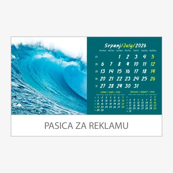 Stolni kalendar obostrani 2026 – srpanj